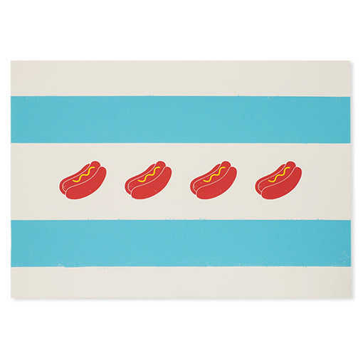 Spirit of Chicago Hot Dog Flag 24" x 18" Screen Print