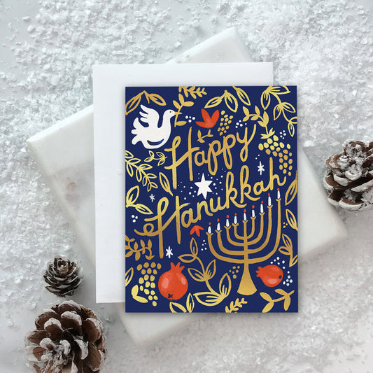 Pomegranate Happy Hanukkah Holiday Card