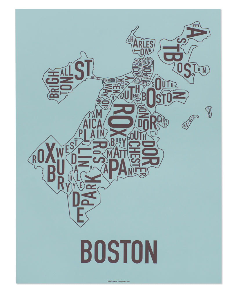 Boston Neighborhood Map Poster