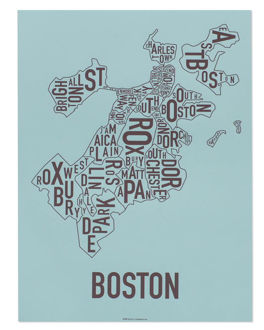 Boston Neighborhood Map Poster
