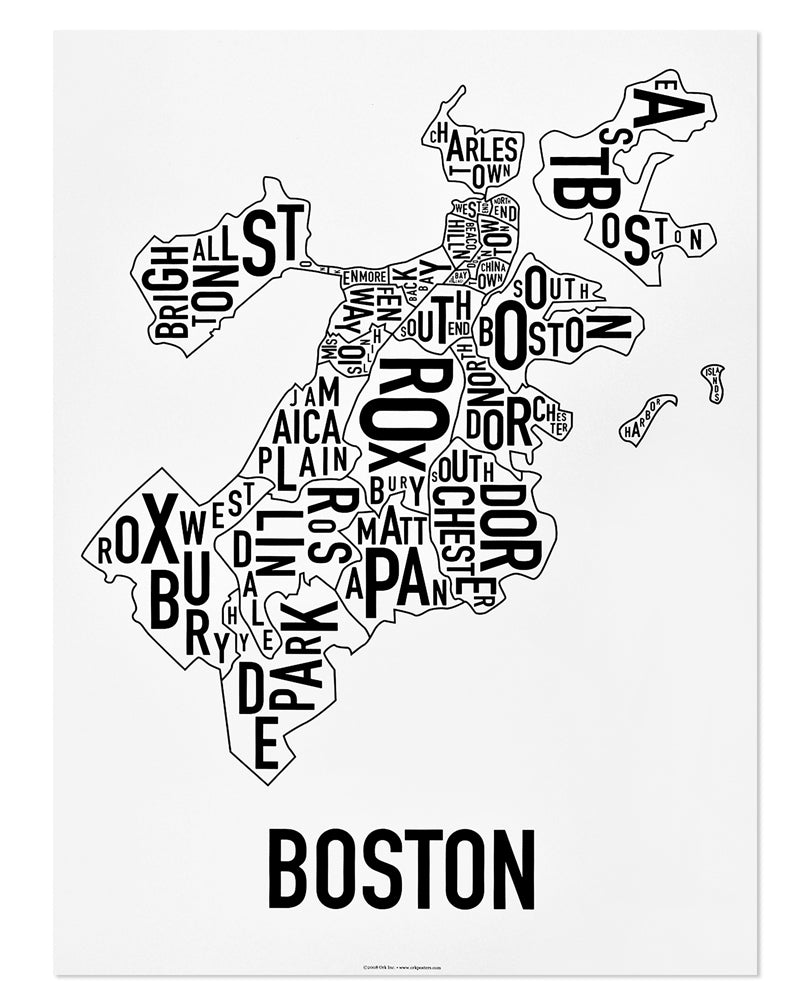 Boston Neighborhood Map Poster