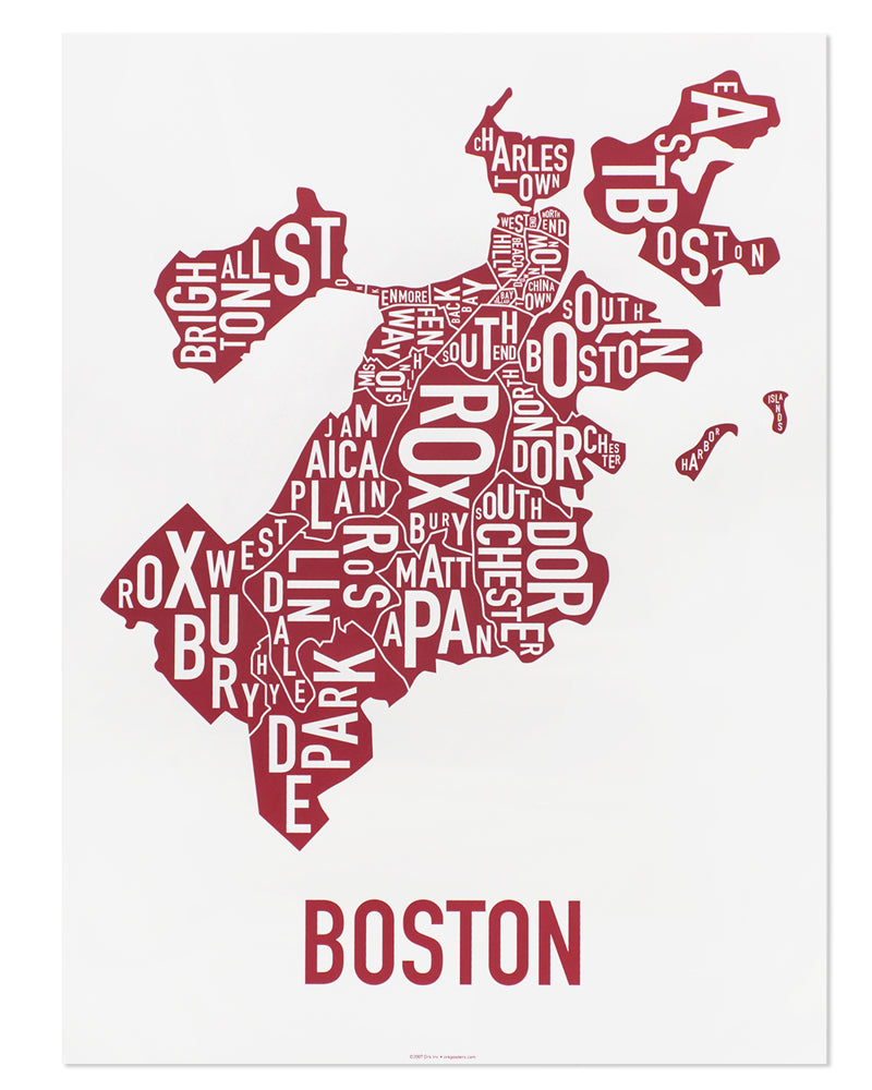 Boston Neighborhood Map Poster