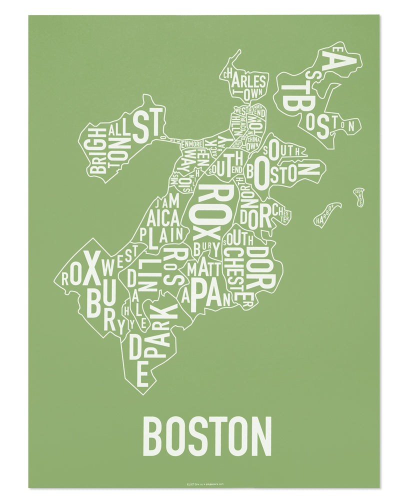 Boston Neighborhood Map Poster