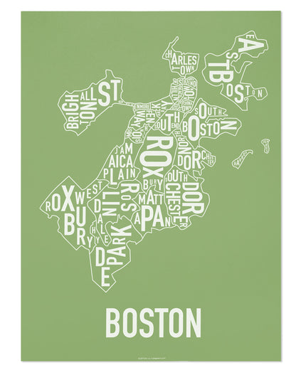 Boston Neighborhood Map Poster