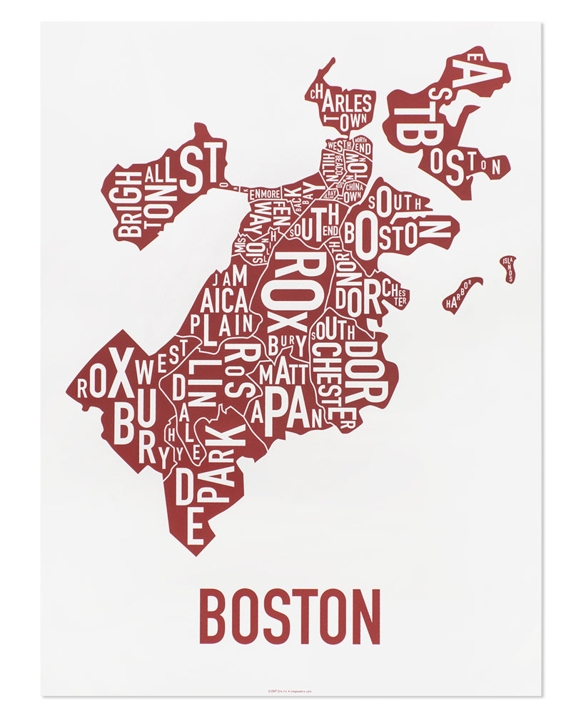 Boston Neighborhood Map Poster