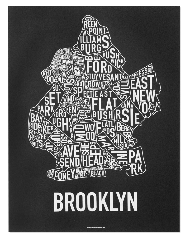 Brooklyn Neighborhood Map Poster