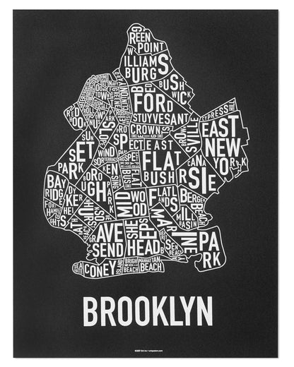 Brooklyn Neighborhood Map Poster