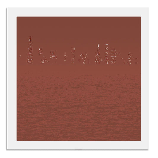 Chicago Skyline Night Haze 23" x 23" Screen Print