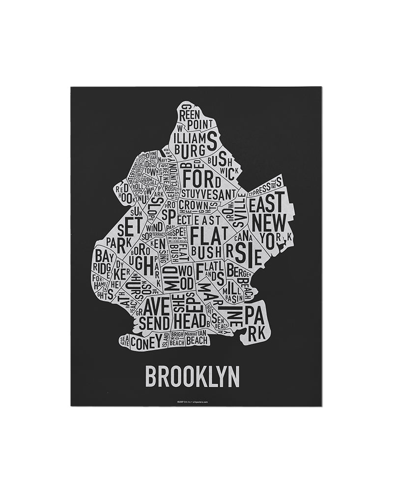 Brooklyn Neighborhood Map Poster