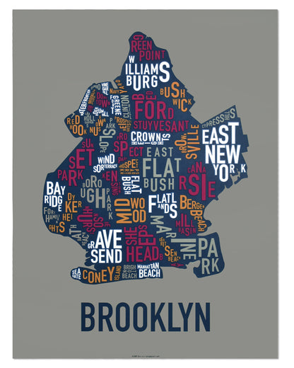 Brooklyn Neighborhood Map Poster