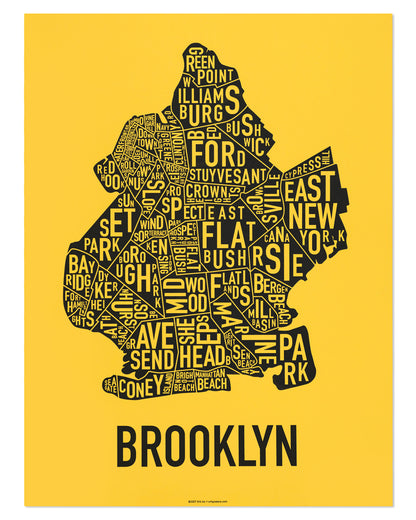 Brooklyn Neighborhood Map Poster