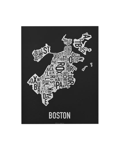 Boston Neighborhood Map Poster