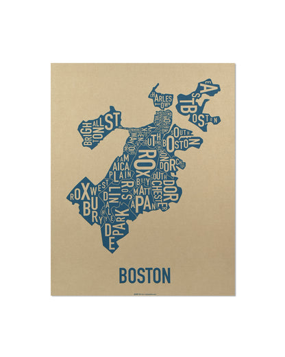 Boston Neighborhood Map Poster