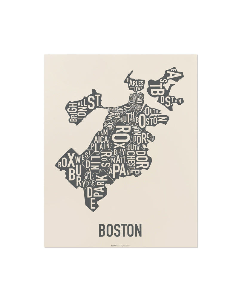 Boston Neighborhood Map Poster