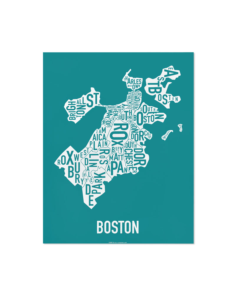 Boston Neighborhood Map Poster