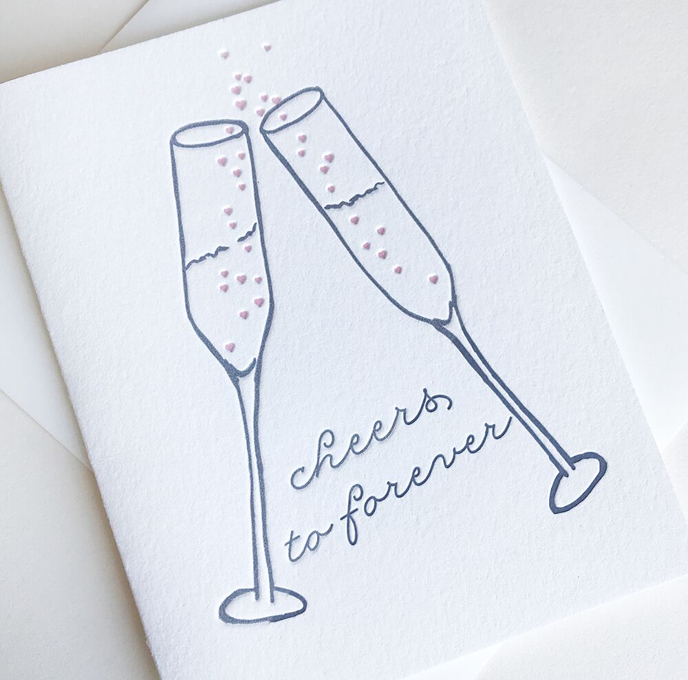 Cheers To Forever Wedding Card