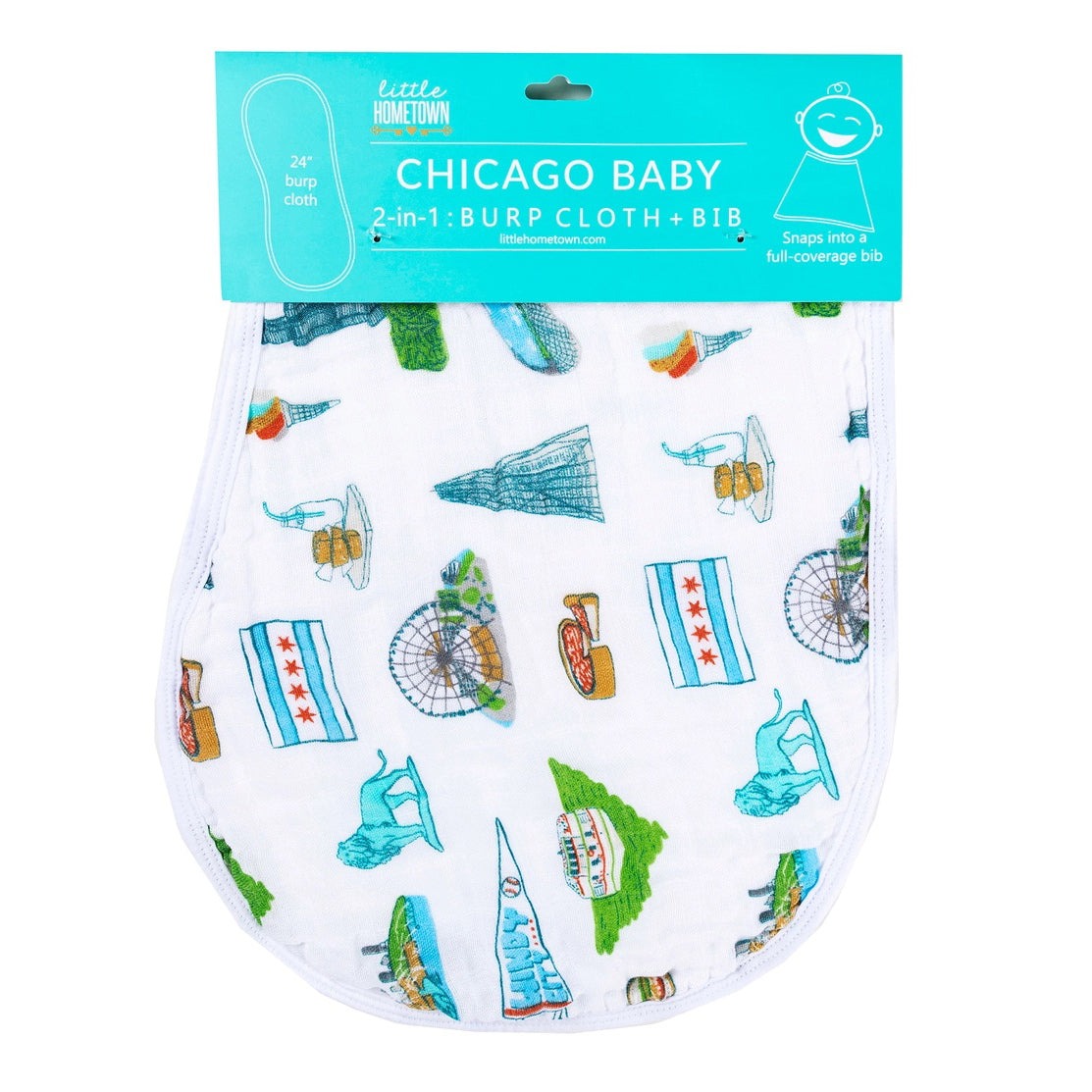Chicago Burp Cloth and Baby Bib