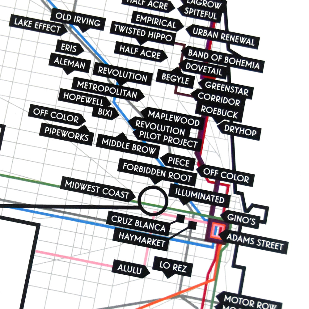 Chicago Craft Brewery Map 18" x 24" Poster