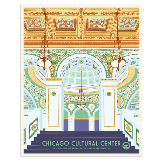 Chicago Cultural Center 16" x 20" WPA-Style Tourism Poster