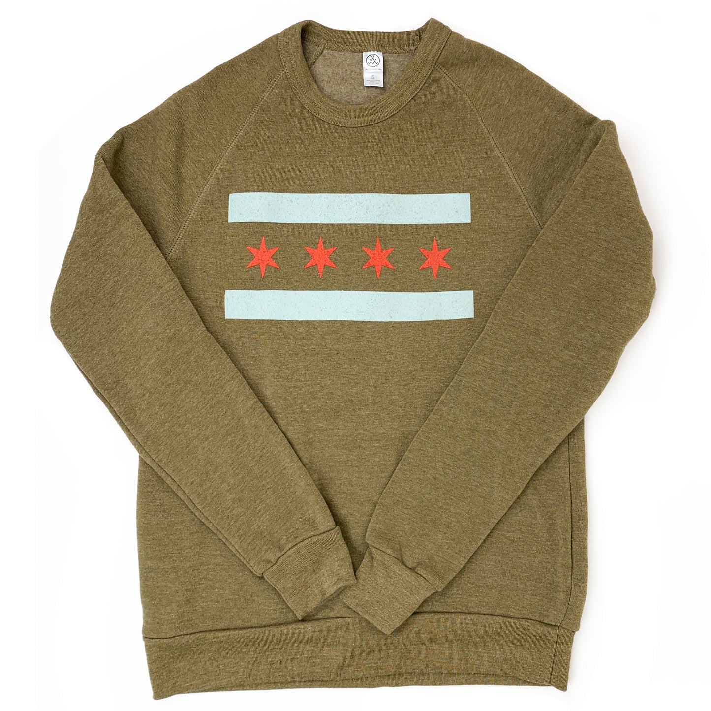 Chicago Flag Unisex Crew Olive Sweatshirt