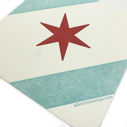 Chicago Flag Star Letterpress Coasters (Pack of 4)