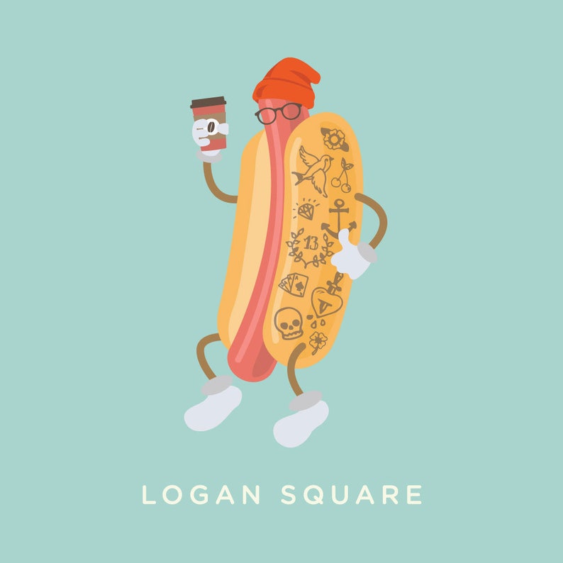 Chicago Neighborhood Hot Dogs 11" x 17" Print