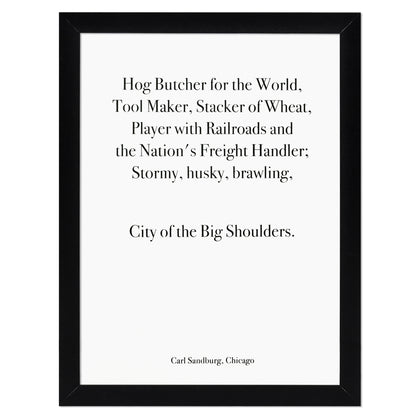 Chicago Carl Sandburg Quote 9" x 12" Screen Print