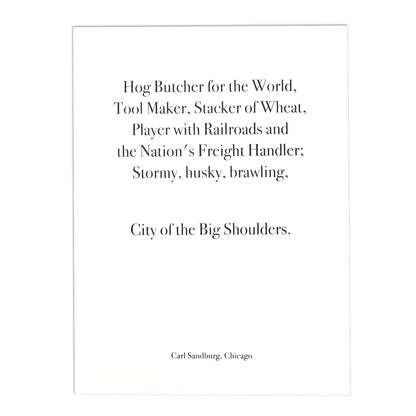 Chicago Carl Sandburg Quote 9" x 12" Screen Print