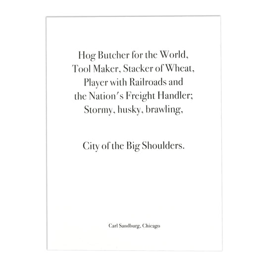 Chicago Carl Sandburg Quote 9" x 12" Screen Print