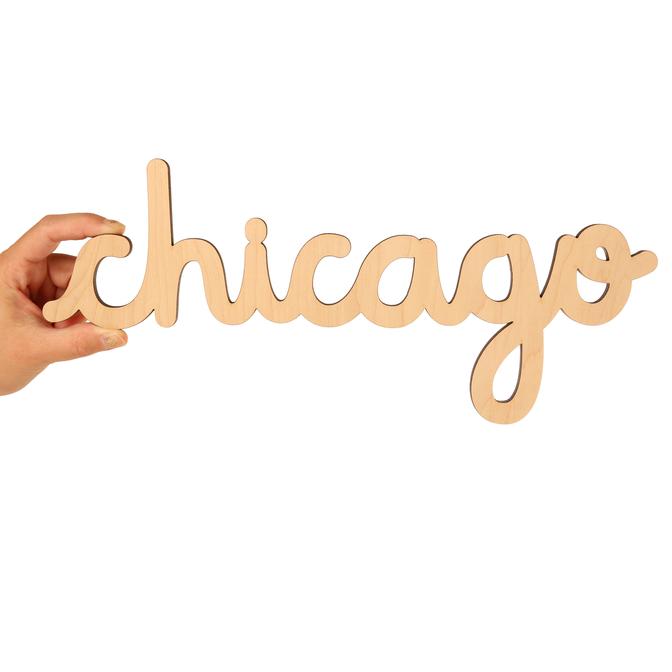 Chicago Script Type 16" Wood Sign