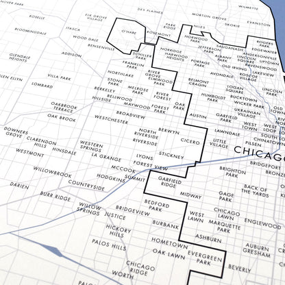 Chicagoland - a Map of Chicago and its Suburbs 18″ x 24″ Print