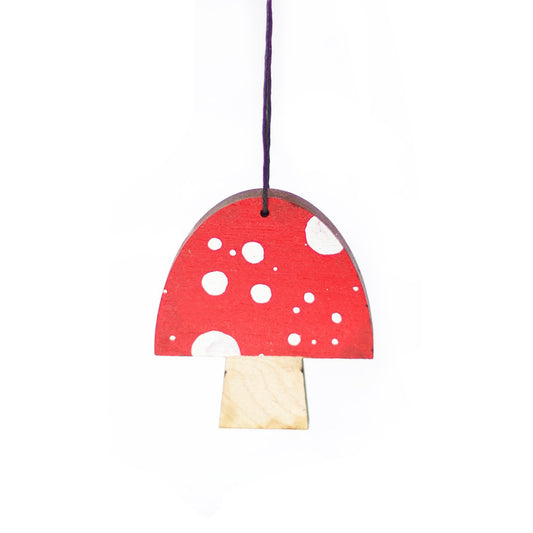 Mushroom Maple Wood Painted Ornament