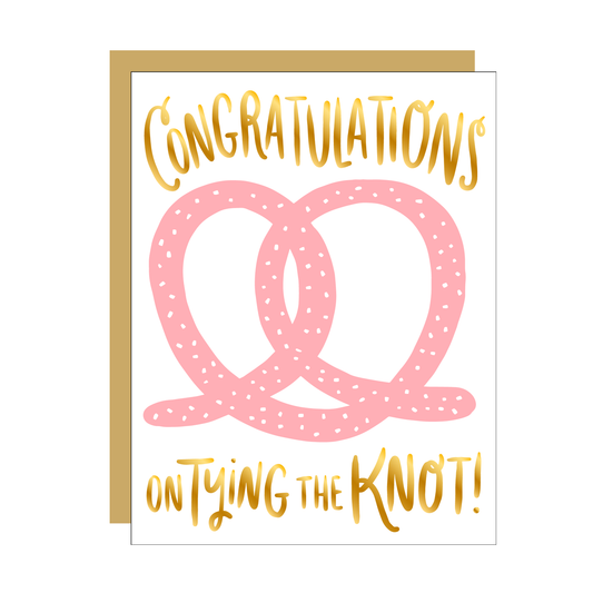 Congratulations on Tying the Knot Pretzel Letterpress Wedding Card