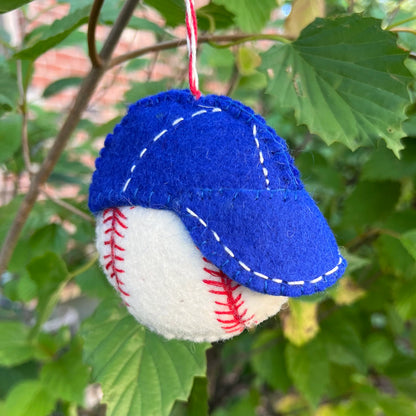 Cubbie Blue Baseball Cap Felt Wool Ornament
