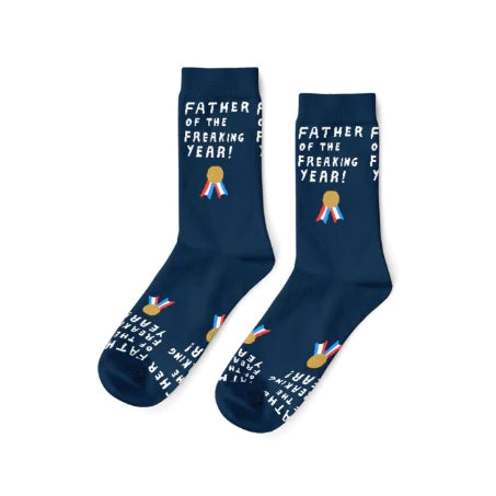 Father of the Freaking Year Award Cotton Crew Socks