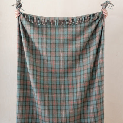 Recycled Wool Fraser Forest Plaid Picnic Throw Blanket with Handle