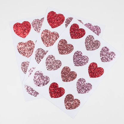 Glitter Heart Sticker Sheets (Set of 8 Sheets)