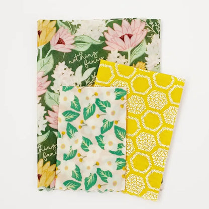 Reusable Beeswax Food Wrap Sheets (Mixed Set of 3)