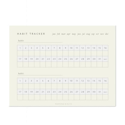 Monthly Habit Tracker Notepad