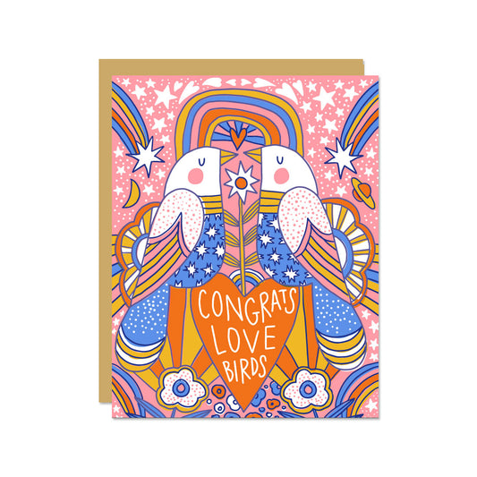 Congrats Love Birds Engagement or Wedding Card