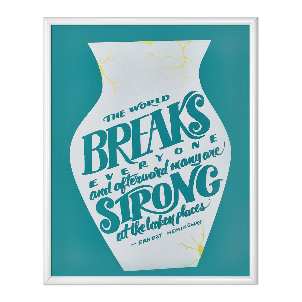 Hemingway Broken Places Typographic 8.5" x 11" Limited Edition Screen Print