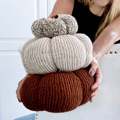 Knit Autumn Pumpkin with Leather Stem