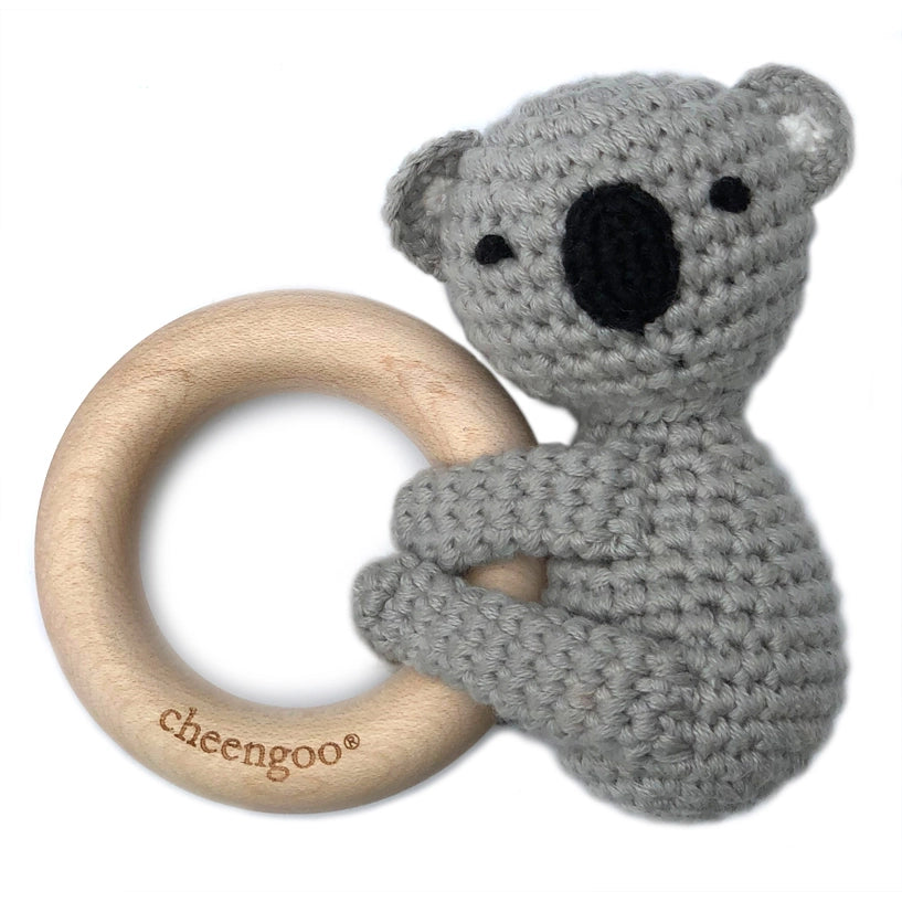 Crocheted Baby Rattle and Teether Ring
