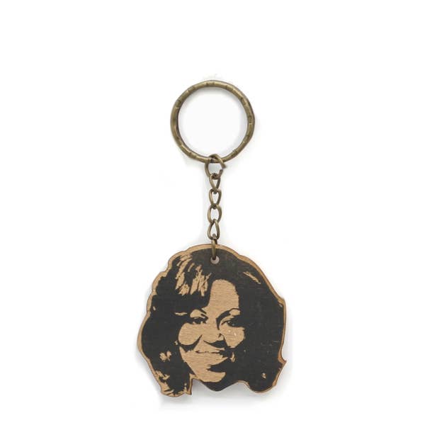 Michelle Obama Lasercut Wood Keychain
