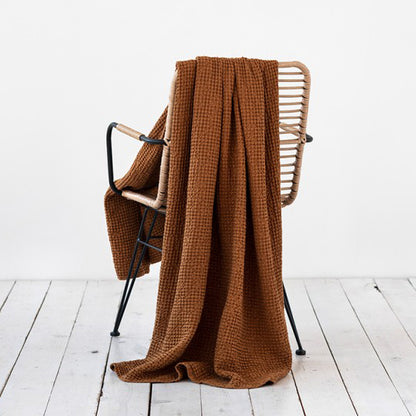 Linen-Cotton Blend Waffle Throw Blanket