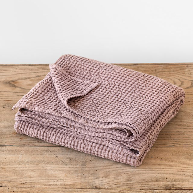 Linen-Cotton Blend Waffle Throw Blanket