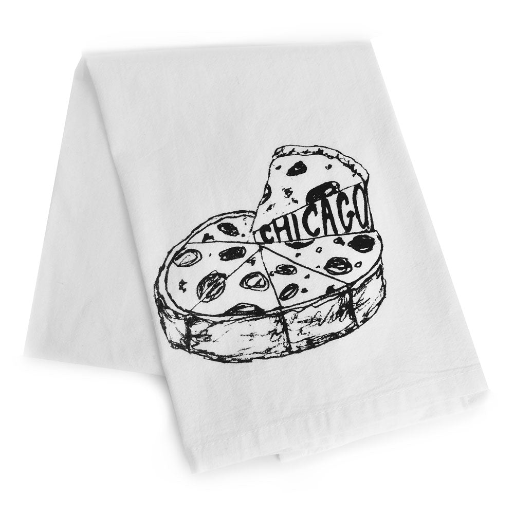 Chicago Deep Dish Pizza Kitchen Tea Towel