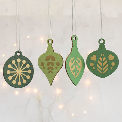 Midcentury Bauble Painted Wood Ornament