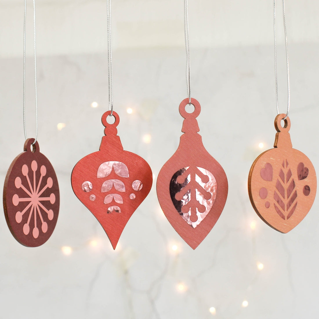 Midcentury Bauble Painted Wood Ornament