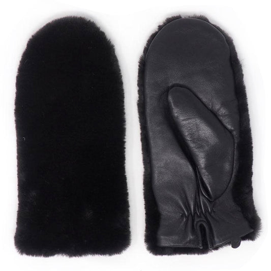 Leather and Faux Fur Driving Mittens